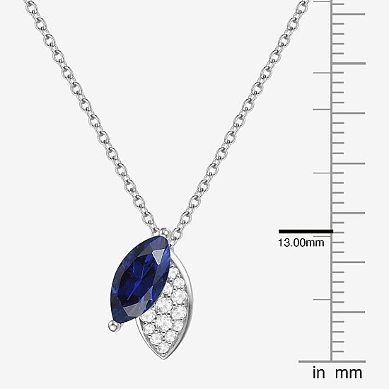 Womens Lab Created Blue Sapphire Sterling Silver 18 Inch Pendant Necklace