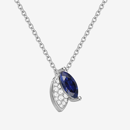 Womens Lab Created Blue Sapphire Sterling Silver 18 Inch Pendant Necklace