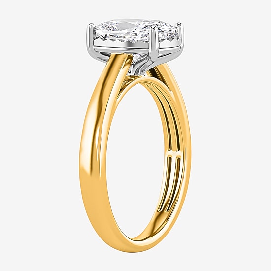 (I / Si2) Womens 2 CT. Lab Grown White Diamond Sterling Silver Cushion Solitaire Engagement Ring