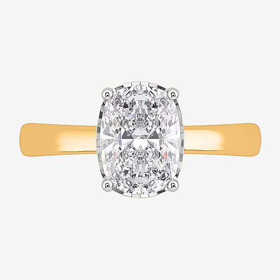 (I / Si2) Womens 2 CT. Lab Grown White Diamond Sterling Silver Cushion Solitaire Engagement Ring