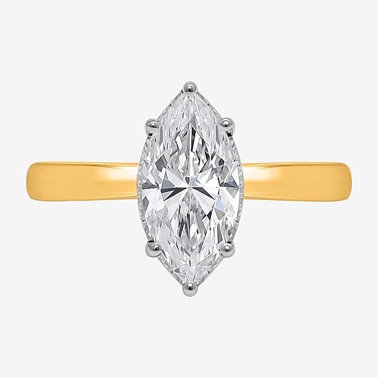 (I / Si2) Womens 2 CT. Lab Grown White Diamond Sterling Silver Marquise Solitaire Engagement Ring
