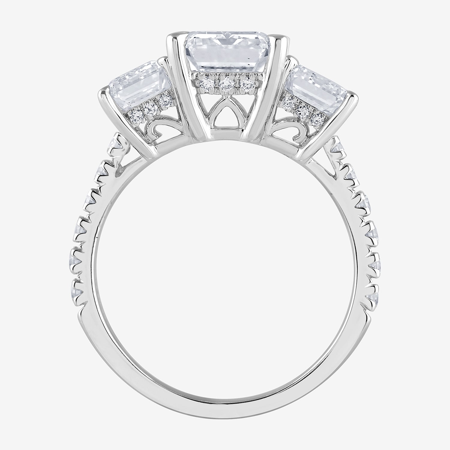(G / Si1-Si2) Womens 5 3/8 Ct. T.W. Lab Grown White Diamond 10K Gold Side Stone 3-Stone Engagement Ring