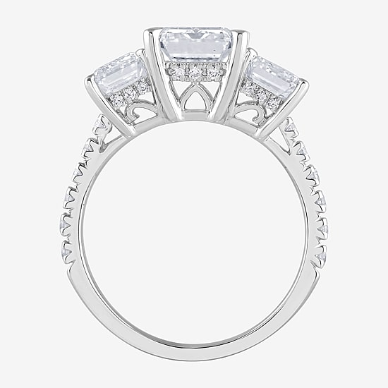 (G / Si1-Si2) Womens 5 3/8 Ct. T.W. Lab Grown White Diamond 10K Gold Side Stone 3-Stone Engagement Ring