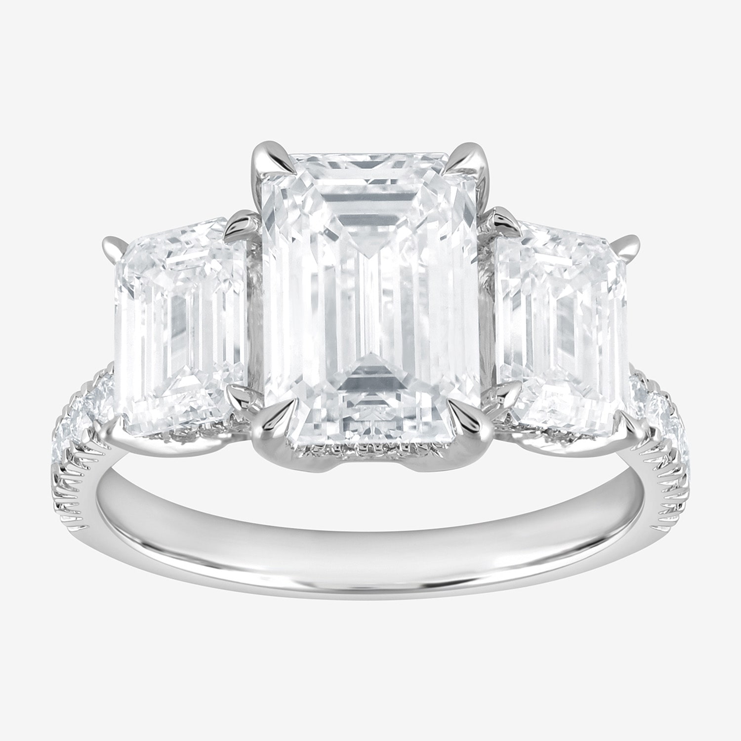 (G / Si1-Si2) Womens 5 3/8 Ct. T.W. Lab Grown White Diamond 10K Gold Side Stone 3-Stone Engagement Ring