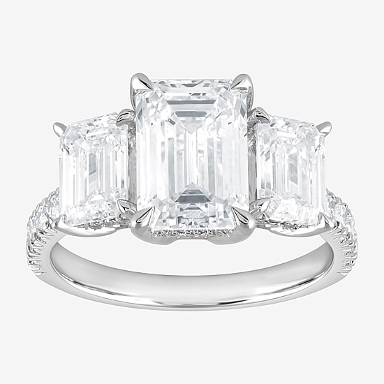 (G / Si1-Si2) Womens 5 3/8 Ct. T.W. Lab Grown White Diamond 10K Gold Side Stone 3-Stone Engagement Ring