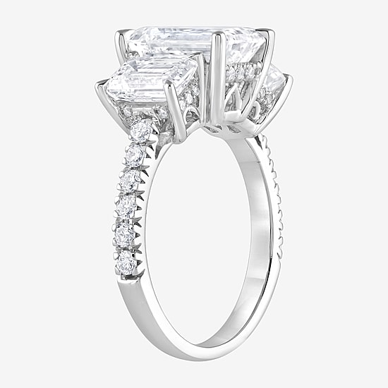 (G / Si1-Si2) Womens 5 3/8 Ct. T.W. Lab Grown White Diamond 10K Gold Side Stone 3-Stone Engagement Ring