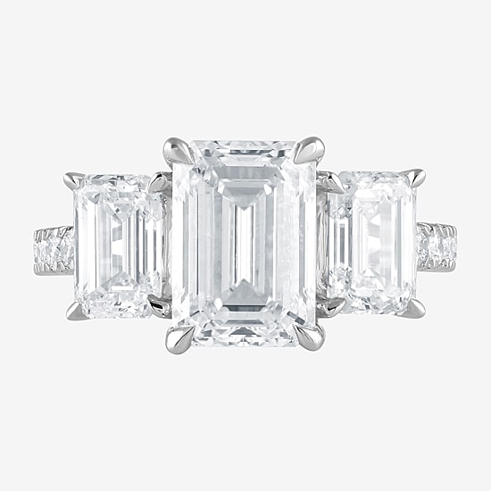 (G / Si1-Si2) Womens 5 3/8 Ct. T.W. Lab Grown White Diamond 10K Gold Side Stone 3-Stone Engagement Ring