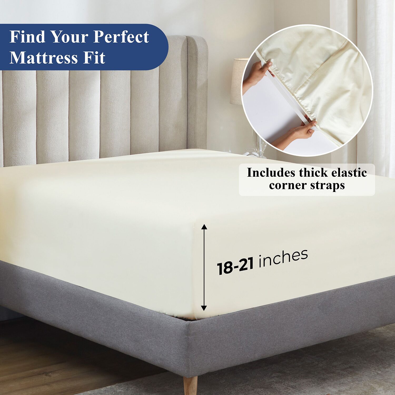 SUPERIOR® Apus Smooth Sateen Weave 500tc Fitted Sheet