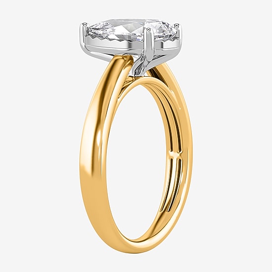 (I / Si2) Womens 2 CT. Lab Grown White Diamond Sterling Silver Pear Solitaire Engagement Ring
