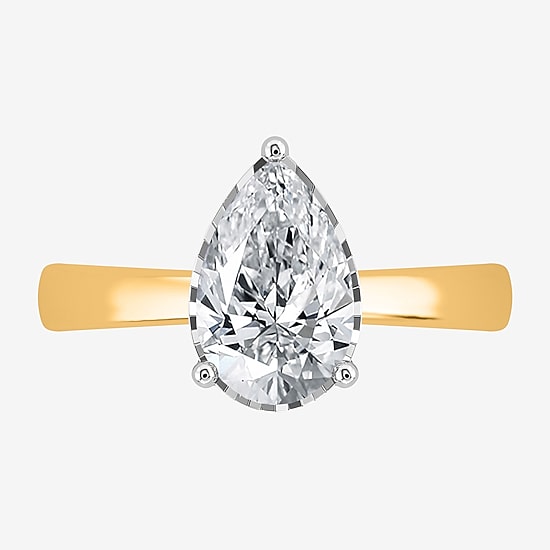 (I / Si2) Womens 2 CT. Lab Grown White Diamond Sterling Silver Pear Solitaire Engagement Ring
