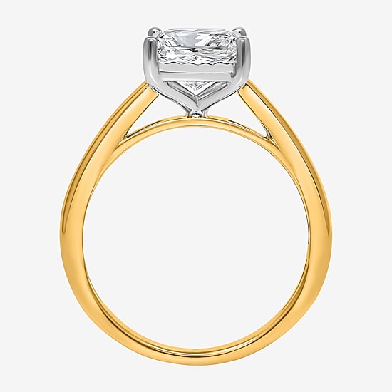 (I / Si2) Womens 2 CT. Lab Grown White Diamond Sterling Silver Solitaire Engagement Ring
