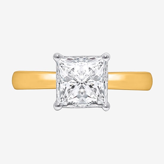 (I / Si2) Womens 2 CT. Lab Grown White Diamond Sterling Silver Solitaire Engagement Ring