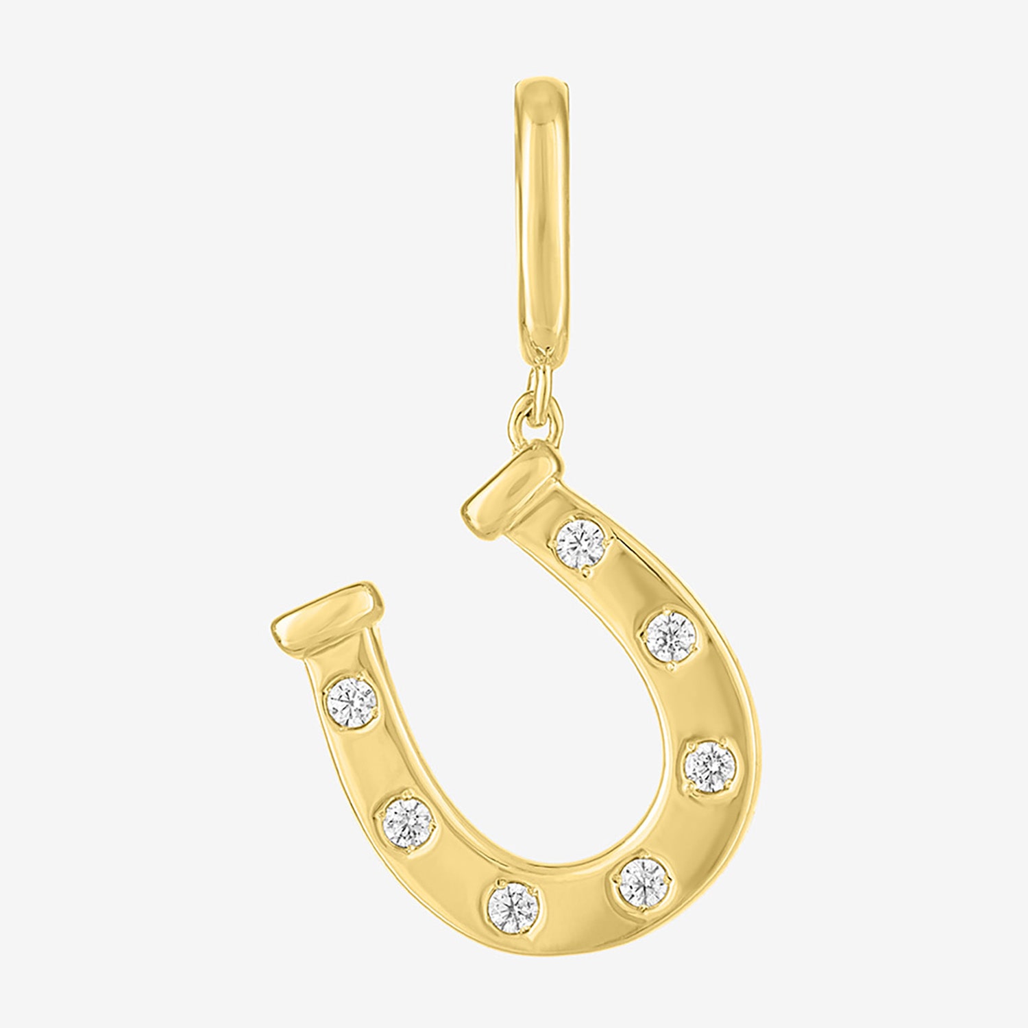 Charmed by Diamond Addiction Diamond Accent Horseshoe (G-H / Si2- I1) White Diamond 14K Gold Over Silver Charm