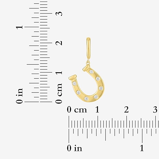 Charmed by Diamond Addiction Horseshoe (G-H / Si2- I1) Womens Diamond Accent Lab Grown White Diamond 14K Gold Over Silver Pendant