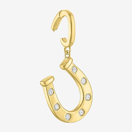 Charmed by Diamond Addiction Horseshoe (G-H / Si2- I1) Womens Diamond Accent Lab Grown White Diamond 14K Gold Over Silver Pendant