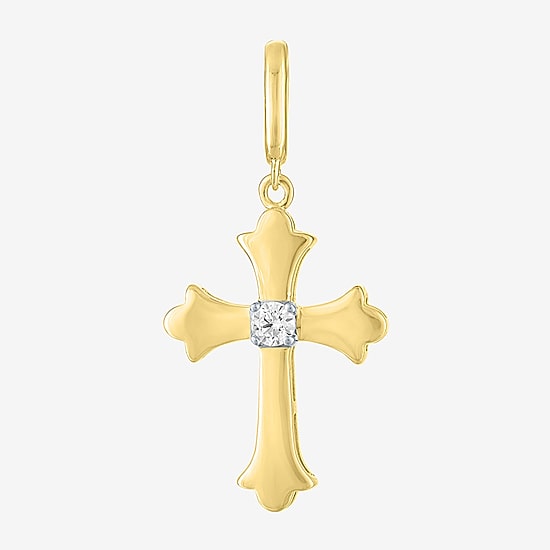 Charmed by Diamond Addiction (G-H / Si2- I1) Womens Diamond Accent Lab Grown White Diamond 14K Gold Over Silver Cross Pendant