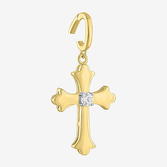 Charmed by Diamond Addiction (G-H / Si2- I1) Womens Diamond Accent Lab Grown White Diamond 14K Gold Over Silver Cross Pendant