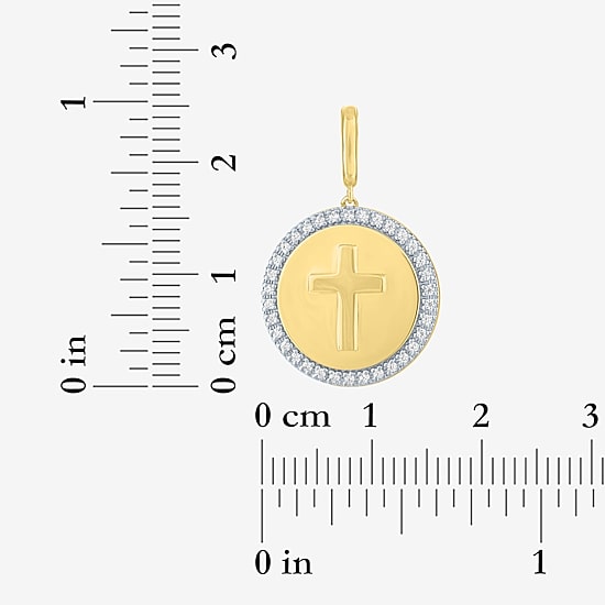 Charmed by Diamond Addiction Cross (G-H  / Si2-I1) Womens 1/10 CT. T.W. Lab Grown White Diamond 14K Gold Over Silver Cross Pendant