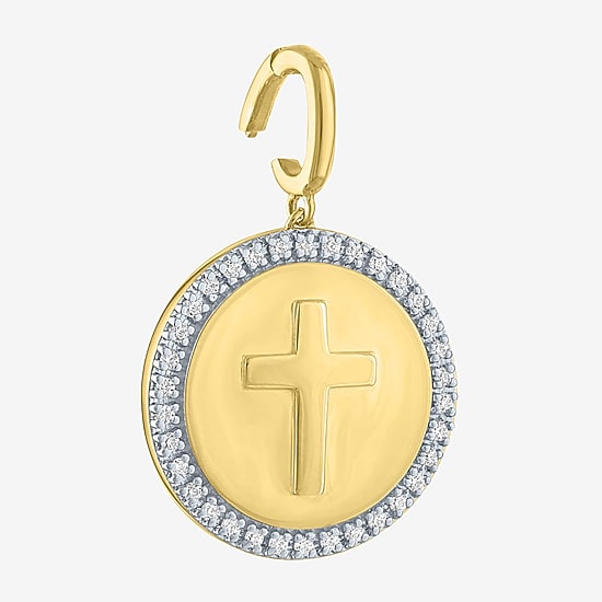 Charmed by Diamond Addiction Cross (G-H  / Si2-I1) Womens 1/10 CT. T.W. Lab Grown White Diamond 14K Gold Over Silver Cross Pendant