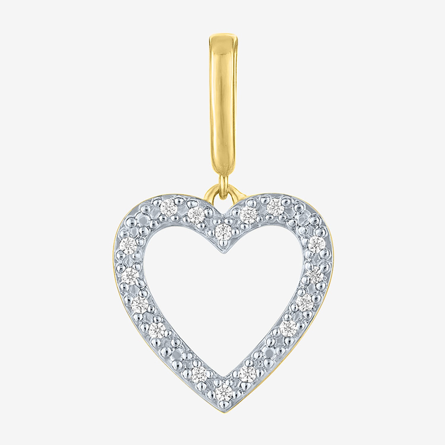 Charmed by Diamond Addiction Accent Heart (G-H / Si2- I1) White 14K Gold Over Silver Charm