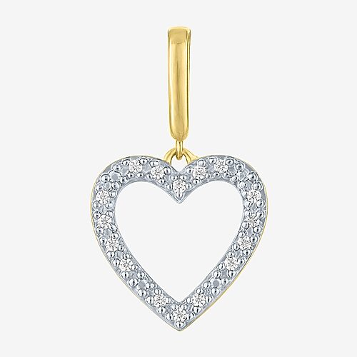 Charmed by Diamond Addiction Diamond Accent Heart (G-H / Si2- I1) White Diamond 14K Gold Over Silver Heart Charm, One Size, Yellow
