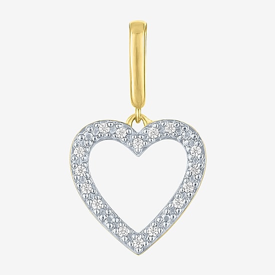 Charmed by Diamond Addiction Diamond Accent Heart (G-H / Si2- I1) White Diamond 14K Gold Over Silver Heart Charm