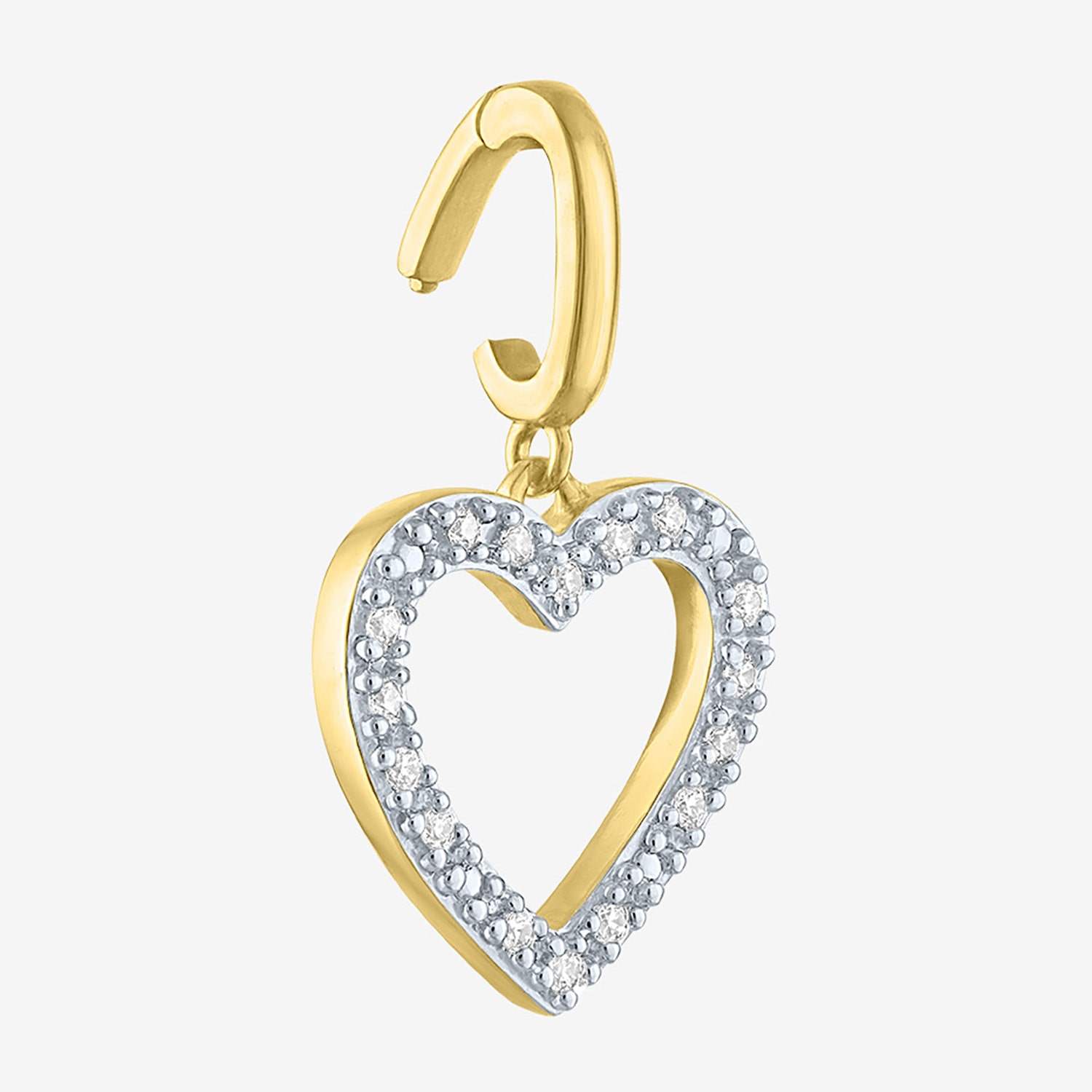 Charmed by Diamond Addiction Accent Heart (G-H / Si2- I1) White 14K Gold Over Silver Charm