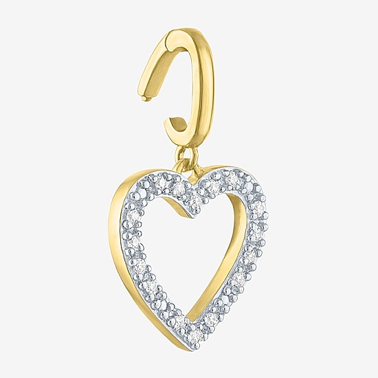 Charmed by Diamond Addiction Diamond Accent Heart (G-H / Si2- I1) White Diamond 14K Gold Over Silver Heart Charm