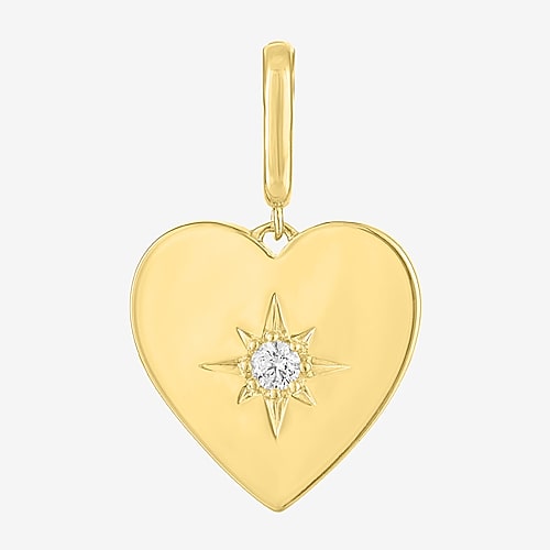 Charmed by Diamond Addiction Diamond Accent Heart (G-H / Si2- I1) White Diamond 14K Gold Over Silver Heart Charm, One Size, Yellow