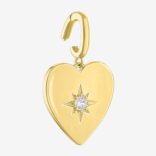 Charmed by Diamond Addiction Diamond Accent Heart (G-H / Si2- I1) White Diamond 14K Gold Over Silver Heart Charm