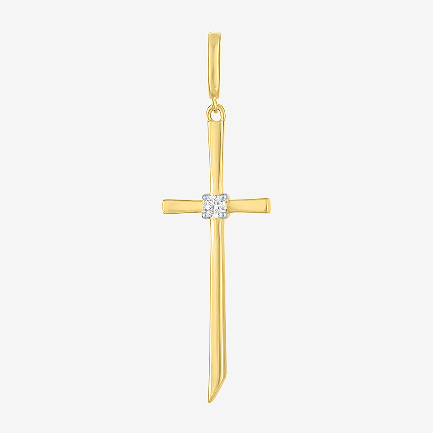 Charmed by Diamond Addiction Diamond Accent Cross (G-H / Si2- I1) White Diamond 14K Gold Over Silver Cross Charm