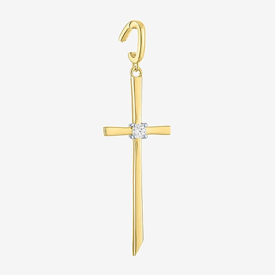 Charmed by Diamond Addiction Cross (G-H / Si2- I1) Womens Diamond Accent Lab Grown White Diamond 14K Gold Over Silver Cross Pendant