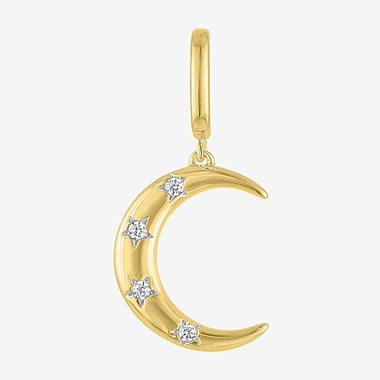 Charmed by Diamond Addiction Diamond Accent Moon (G-H / Si2- I1) White Diamond Accent 14K Gold Over Silver Moon Charm
