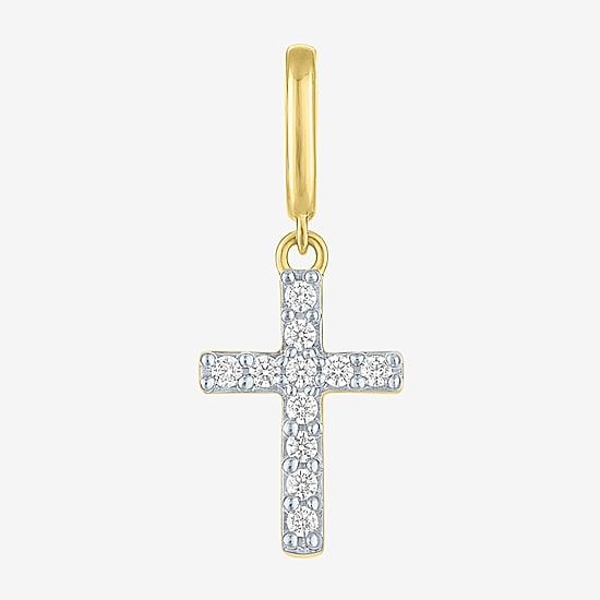 Charmed by Diamond Addiction Cross (G-H / Si2- I1) Womens 1/10 CT. T.W. Lab Grown White Diamond 14K Gold Over Silver Cross Pendant