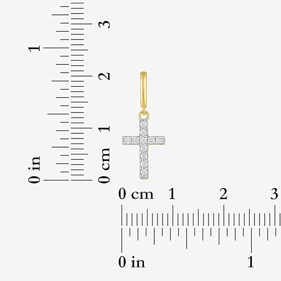 Charmed by Diamond Addiction Cross (G-H / Si2- I1) Womens 1/10 CT. T.W. Lab Grown White Diamond 14K Gold Over Silver Cross Pendant
