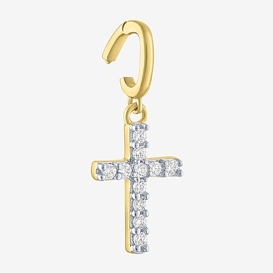 Charmed by Diamond Addiction Cross (G-H / Si2- I1) Womens 1/10 CT. T.W. Lab Grown White Diamond 14K Gold Over Silver Cross Pendant