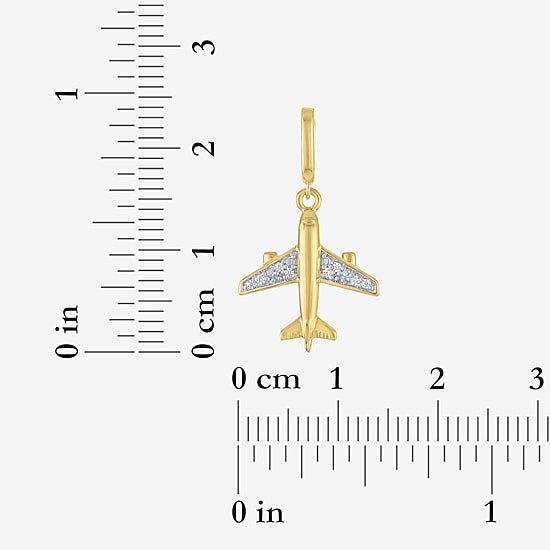 Charmed by Diamond Addiction Diamond Accent Airplane (G-H / Si2- I1) White Diamond Accent 14K Gold Over Silver Charm