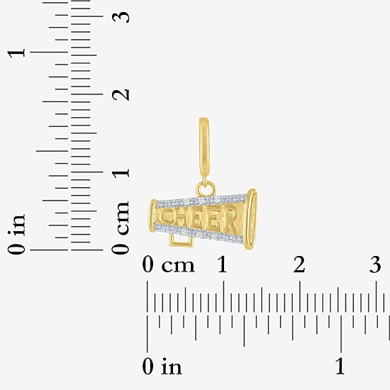 Charmed by Diamond Addiction Diamond Accent Cheer (G-H / Si2- I1) White Diamond Accent 14K Gold Over Silver Charm