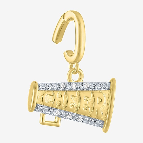 Charmed by Diamond Addiction Diamond Accent Cheer (G-H / Si2- I1) White Diamond Accent 14K Gold Over Silver Charm