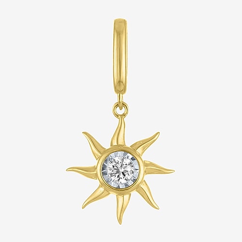 Charmed by Diamond Addiction Diamond Accent Sun (G-H / Si2- I1) White Diamond 14K Gold Over Silver Sunburst Charm, One Size, Yellow