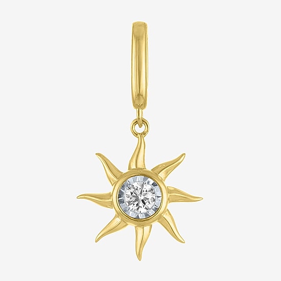 Charmed by Diamond Addiction Diamond Accent Sun (G-H / Si2- I1) White Diamond 14K Gold Over Silver Sunburst Charm