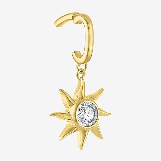 Charmed by Diamond Addiction Diamond Accent Sun (G-H / Si2- I1) White Diamond 14K Gold Over Silver Sunburst Charm