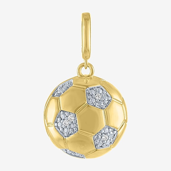 Charmed by Diamond Addiction Diamond Accent Soccer Ball (G-H/ Si2-I1) White Diamond 14K Gold Over Silver Charm