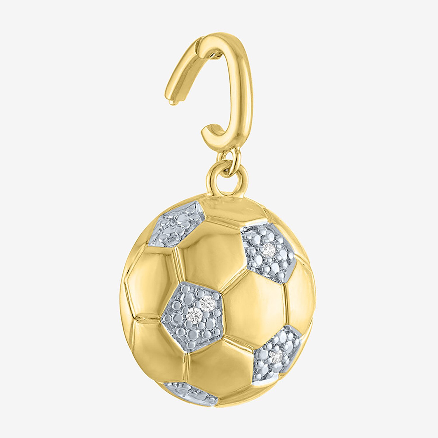 Charmed by Diamond Addiction Accent Soccer Ball (G-H/ Si2-I1) White 14K Gold Over Silver Charm