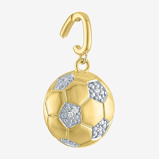 Charmed by Diamond Addiction Diamond Accent Soccer Ball (G-H/ Si2-I1) White Diamond 14K Gold Over Silver Charm