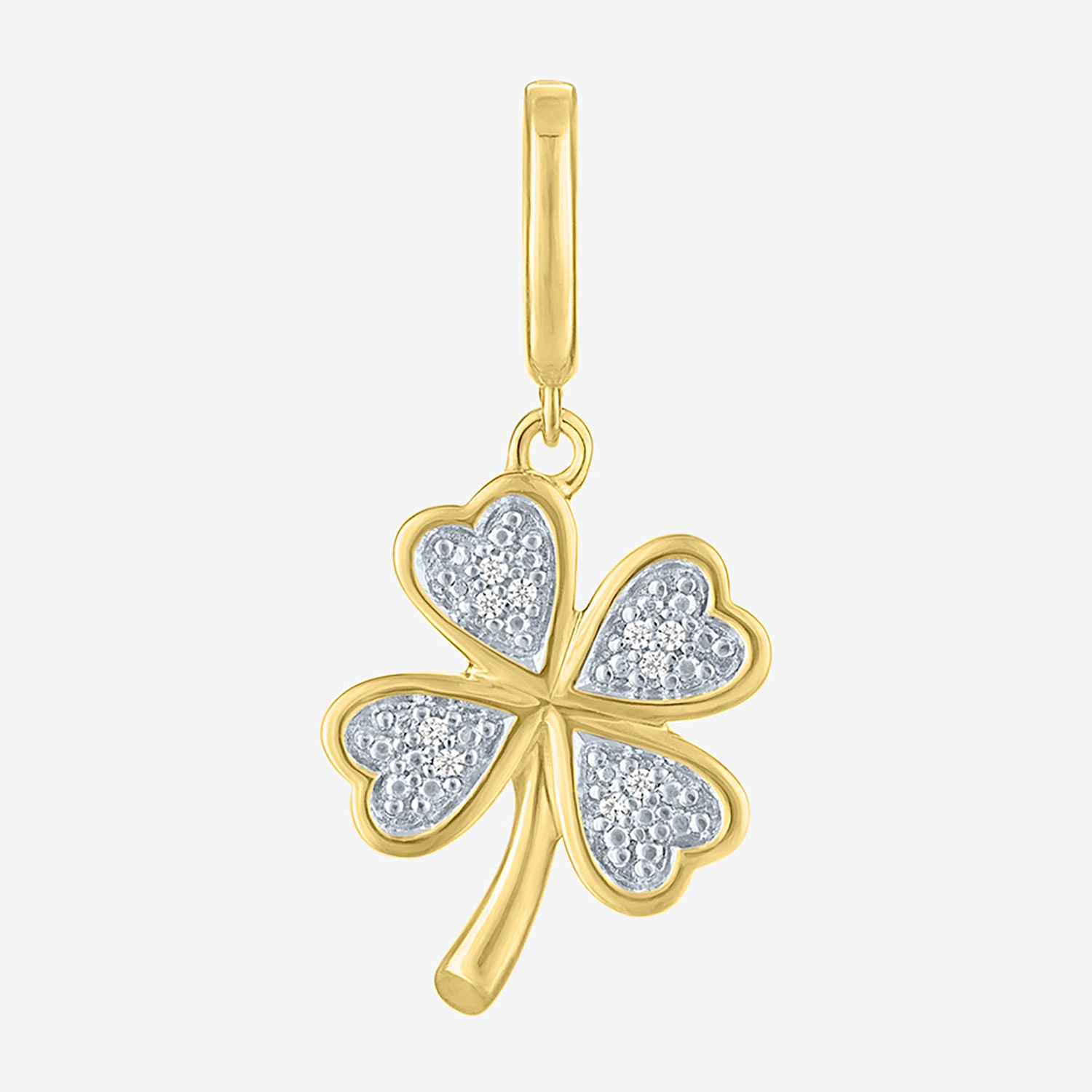 Charmed by Diamond Addiction Diamond Accent Clover (G-H / Si2- I1) White Diamond Accent 14K Gold Over Silver Clover Charm