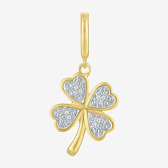 Charmed by Diamond Addiction Clover (G-H / Si2- I1) Womens Diamond Accent Lab Grown White Diamond Accent 14K Gold Over Silver Clover Pendant