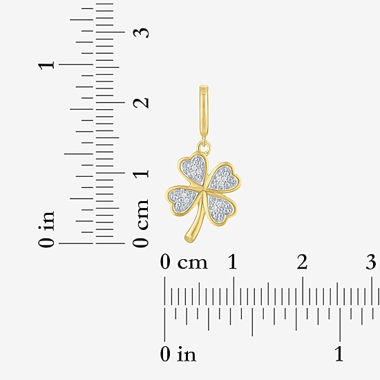 Charmed by Diamond Addiction Clover (G-H / Si2- I1) Womens Diamond Accent Lab Grown White Diamond Accent 14K Gold Over Silver Clover Pendant