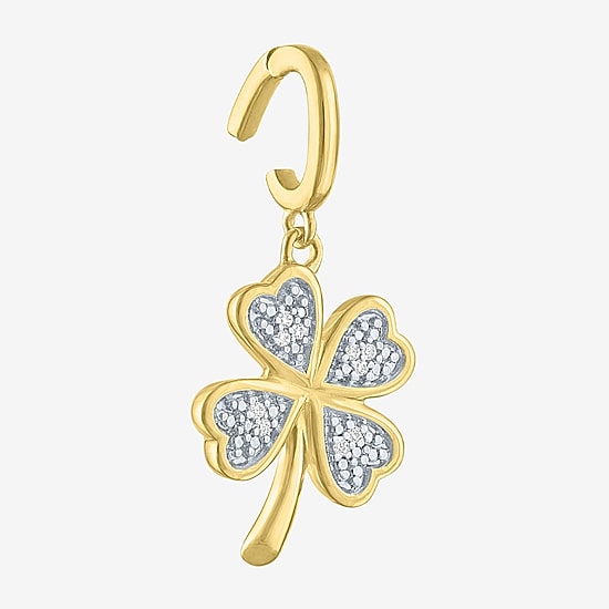 Charmed by Diamond Addiction Clover (G-H / Si2- I1) Womens Diamond Accent Lab Grown White Diamond Accent 14K Gold Over Silver Clover Pendant