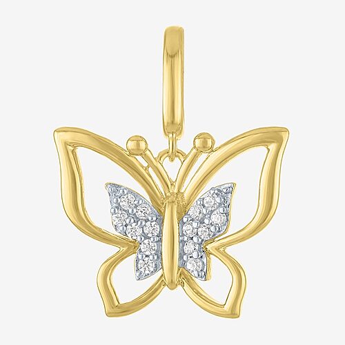 Charmed by Diamond Addiction Diamond Accent Butterfly (G-H / Si2- I1) White Diamond 14K Gold Over Silver Butterfly Charm, One Size, Yellow